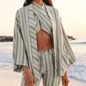 🆕NWT ZARA BETH KIMONO/PANT/ HATER CROP TOP 3 PIECE SUMMER CO ORD MATCHING SET